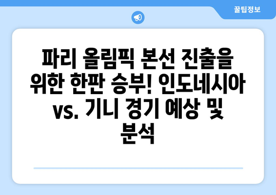 파리 올림픽 본선진출국: 인도네시아 vs. 기니 경기 시청 방법