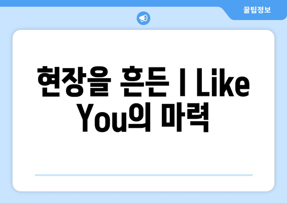 현장을 흔든 I Like You의 마력