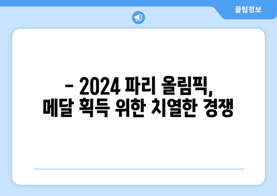 파리 올림픽 메달 카운트 2024