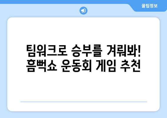 흠뻑쇼 운동회에서 재미있게 지낼 수 있는 게임 및 활동