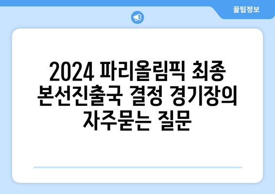 2024 파리올림픽 최종 본선진출국 결정 경기장