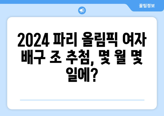 파리 올림픽 여자 배구 조추첨일 발표