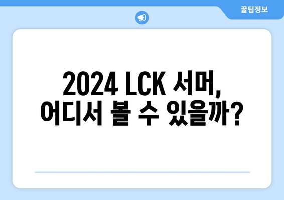 2024 LCK 서머 일정 및 결승 경기장 공개