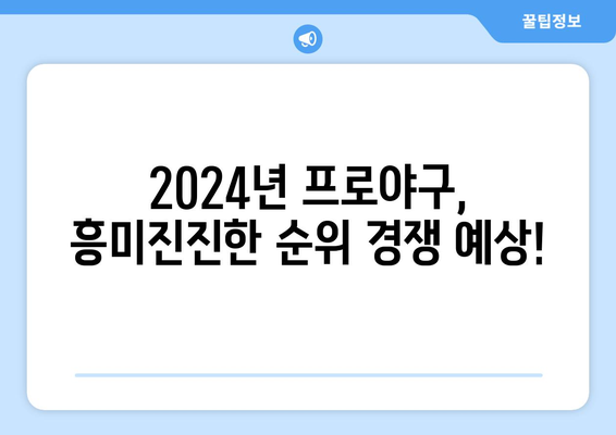 2024 한국 프로야구 순위 TOP 5와 역대 최고 기록