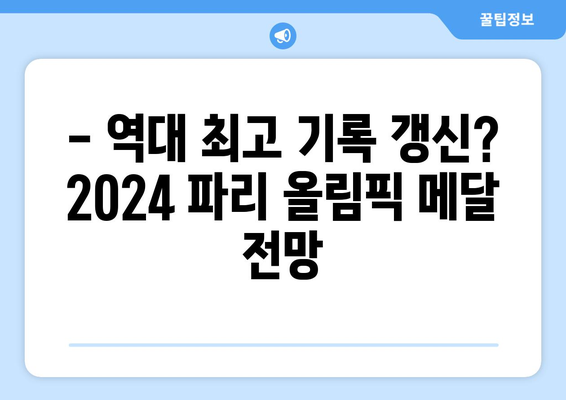 파리 올림픽 메달 카운트 2024