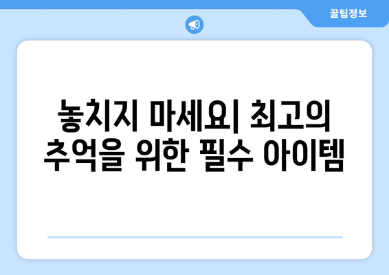 놓치지 마세요| 최고의 추억을 위한 필수 아이템