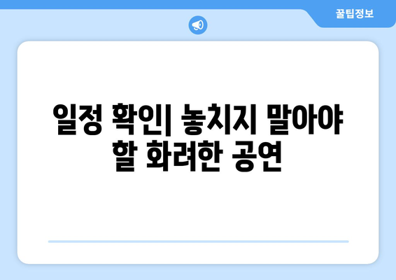 일정 확인| 놓치지 말아야 할 화려한 공연