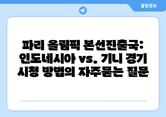 파리 올림픽 본선진출국: 인도네시아 vs. 기니 경기 시청 방법