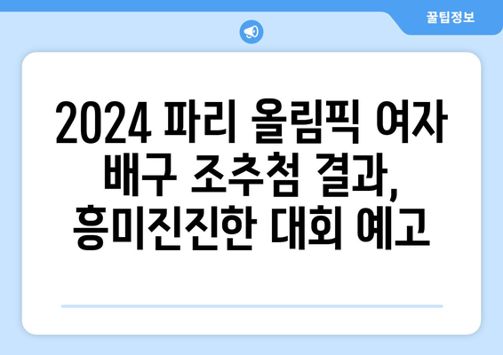 2024 파리 올림픽 여자 배구 조추첨 일 발표