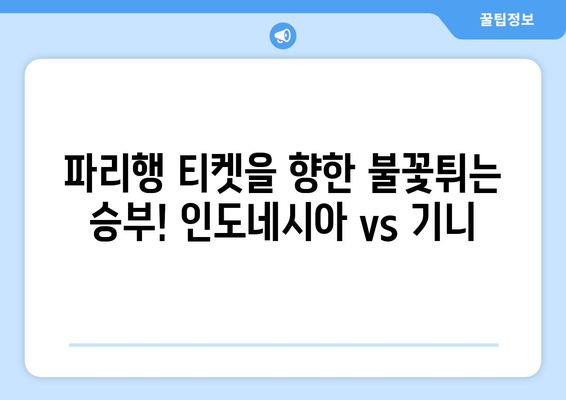 2024 파리 올림픽 본선진출국 승부: 인도네시아 vs 기니 경기 시청하기