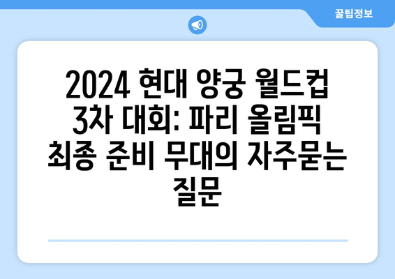 2024 현대 양궁 월드컵 3차 대회: 파리 올림픽 최종 준비 무대