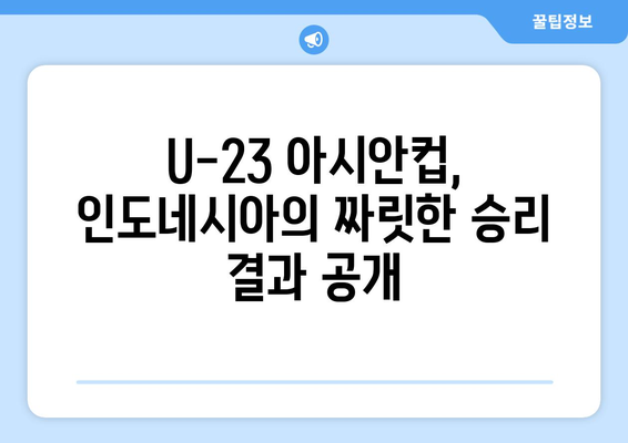 파리 올림픽 U-23 아시안컵: 인도네시아 대 기니 경기 중계와 결과