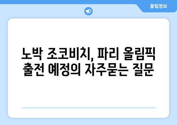 노박 조코비치, 파리 올림픽 출전 예정