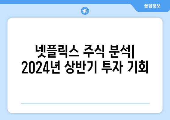 넷플릭스 주식 분석: 2024년 상반기 투자 기회