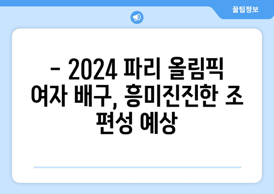 파리 올림픽 2024 여자 배구 조추첨일 발표