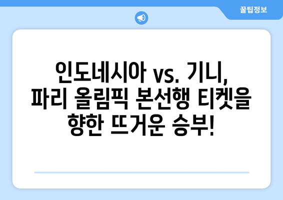 파리 올림픽 본선진출국 확정 경기: 인도네시아 vs. 기니 다시보기