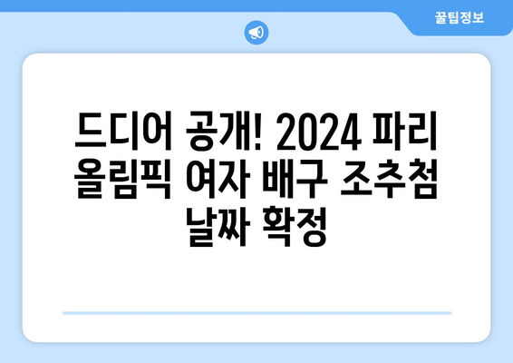 2024 파리 올림픽 여자 배구 조추첨일 발표