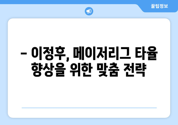 이정후, 메이저리그 입성 후 타율 개선 전략