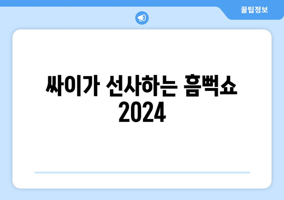 싸이가 선사하는 흠뻑쇼 2024