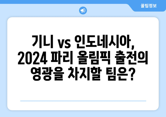 2024 파리 올림픽: 최종 본선진출국 결정 경기(기니 대 인도네시아) 실시간 다시보기