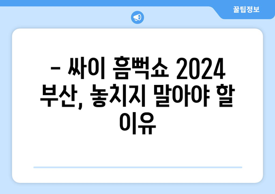 싸이 흠뻑쇼 2024 부산 공개 일정과 티켓 금액, 작년 막공 후기