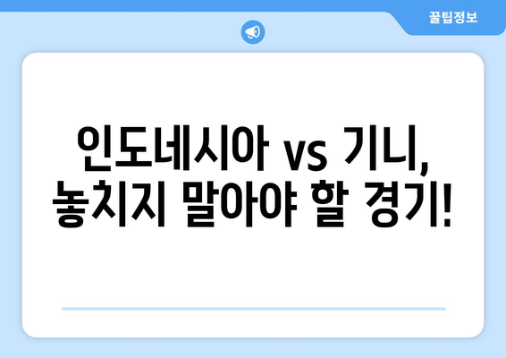 파리 올림픽 본선진출국 일정: 인도네시아 vs 기니 경기 시청하기