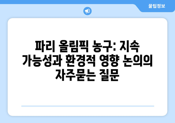 파리 올림픽 농구: 지속 가능성과 환경적 영향 논의