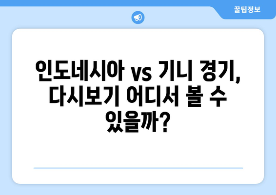 2024 파리 올림픽 인도네시아 vs 기니 경기 다시보기 시청 방법