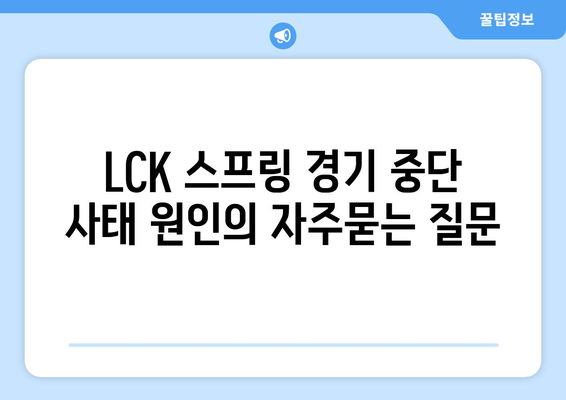 LCK 스프링 경기 중단 사태 원인