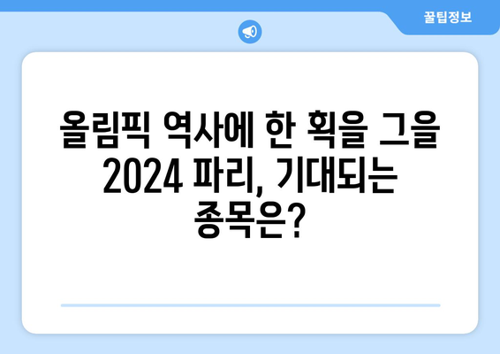 2024년 파리 올림픽 올림픽 종목 소개 및 정보