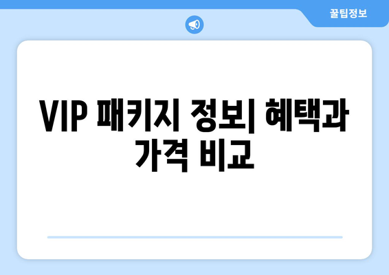 VIP 패키지 정보| 혜택과 가격 비교