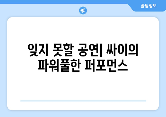 잊지 못할 공연| 싸이의 파워풀한 퍼포먼스