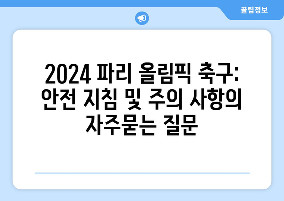 2024 파리 올림픽 축구: 안전 지침 및 주의 사항