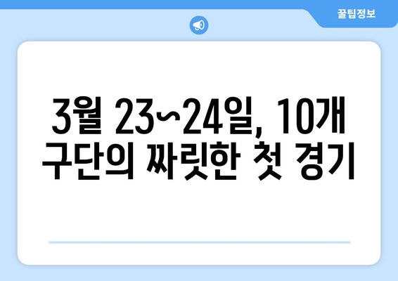 2024년 3월 23~24일 KBO 리그 개막 일정