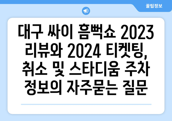 대구 싸이 흠뻑쇼 2023 리뷰와 2024 티켓팅, 취소 및 스타디움 주차 정보