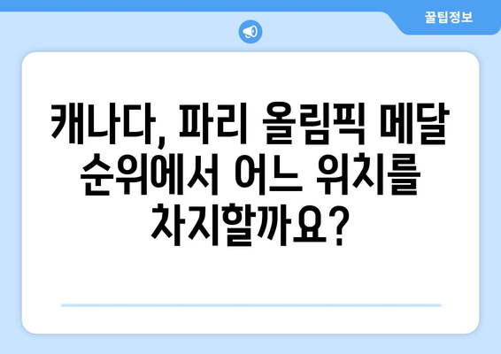 파리 올림픽 캐나다 메달 순위