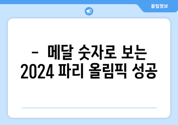 파리 올림픽 메달 카운트 2024