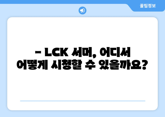 LCK 서머 일정, 티켓 및 중계