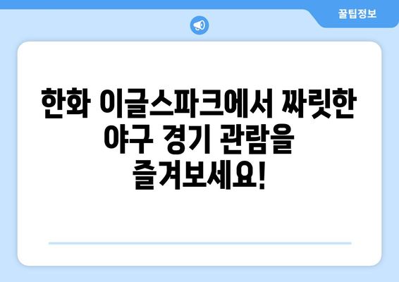 대전 야구 관람 명소: 한화생명 이글스파크 입장 및 경기 일정