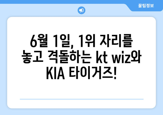 2024 한국프로야구 순위 현황: 06월 01일 kt wiz vs KIA 타이거즈