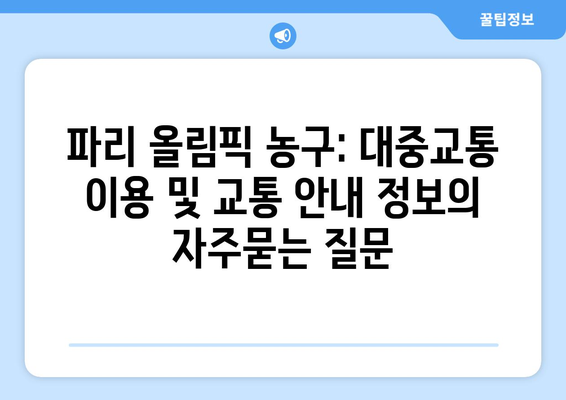 파리 올림픽 농구: 대중교통 이용 및 교통 안내 정보