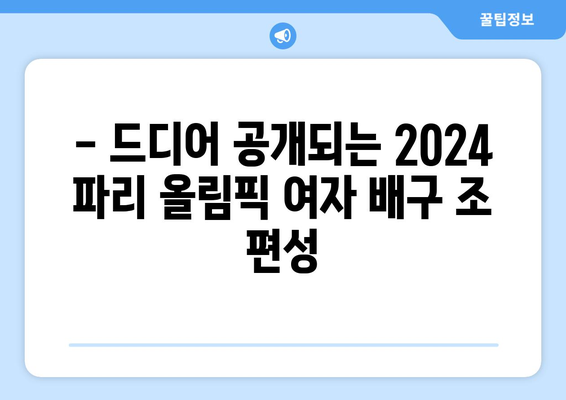 파리 올림픽 2024 여자 배구 조추첨일 발표