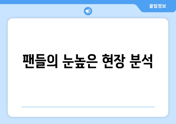 팬들의 눈높은 현장 분석