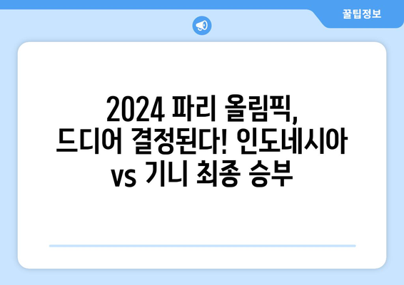 2024 파리 올림픽 최종 본선진출국: 인도네시아 vs 기니 경기 실시간 다시보기