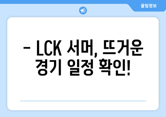 LCK 서머 일정, 티켓 및 중계