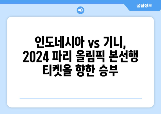 2024 파리 올림픽 최종 본선진출국: 인도네시아 vs 기니 경기 실시간 다시보기