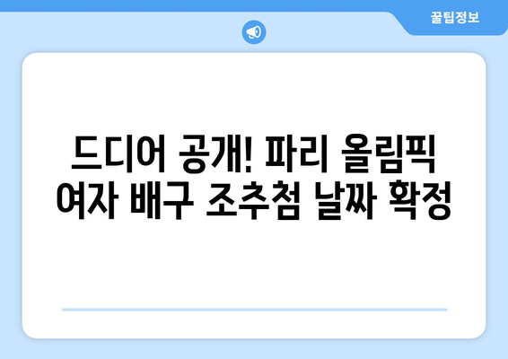 파리 올림픽 여자 배구 조추첨일 발표