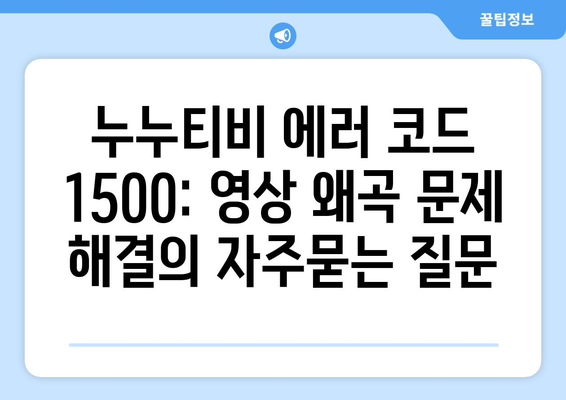 누누티비 에러 코드 1500: 영상 왜곡 문제 해결