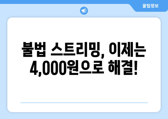 불법 OTT 스트리밍에 대한 대안: 4,000원으로 누리기