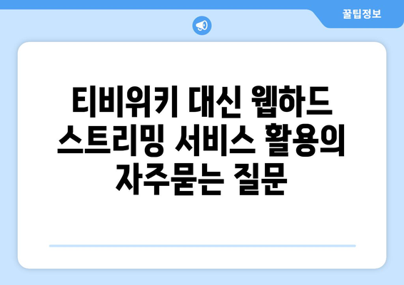 티비위키 대신 웹하드 스트리밍 서비스 활용